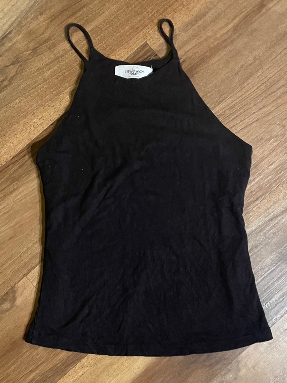 Carly Jean Los Angeles Black Halter Tank Top with slip underneath